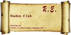 Rados Elek névjegykártya
